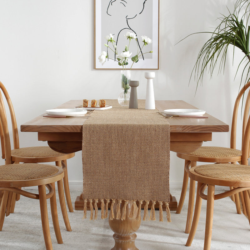 Woven cotton table runner with tassels – view 4