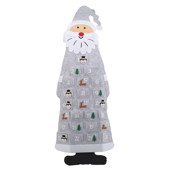 Santa Felt Advent Calendar with 24 Pockets – Grey