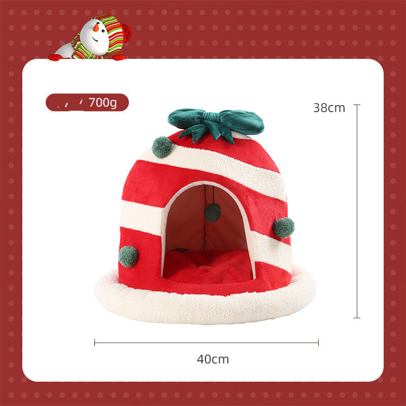 Christmas Gift Box Cat Bed – Jingle Bell, 40 x 38 cm