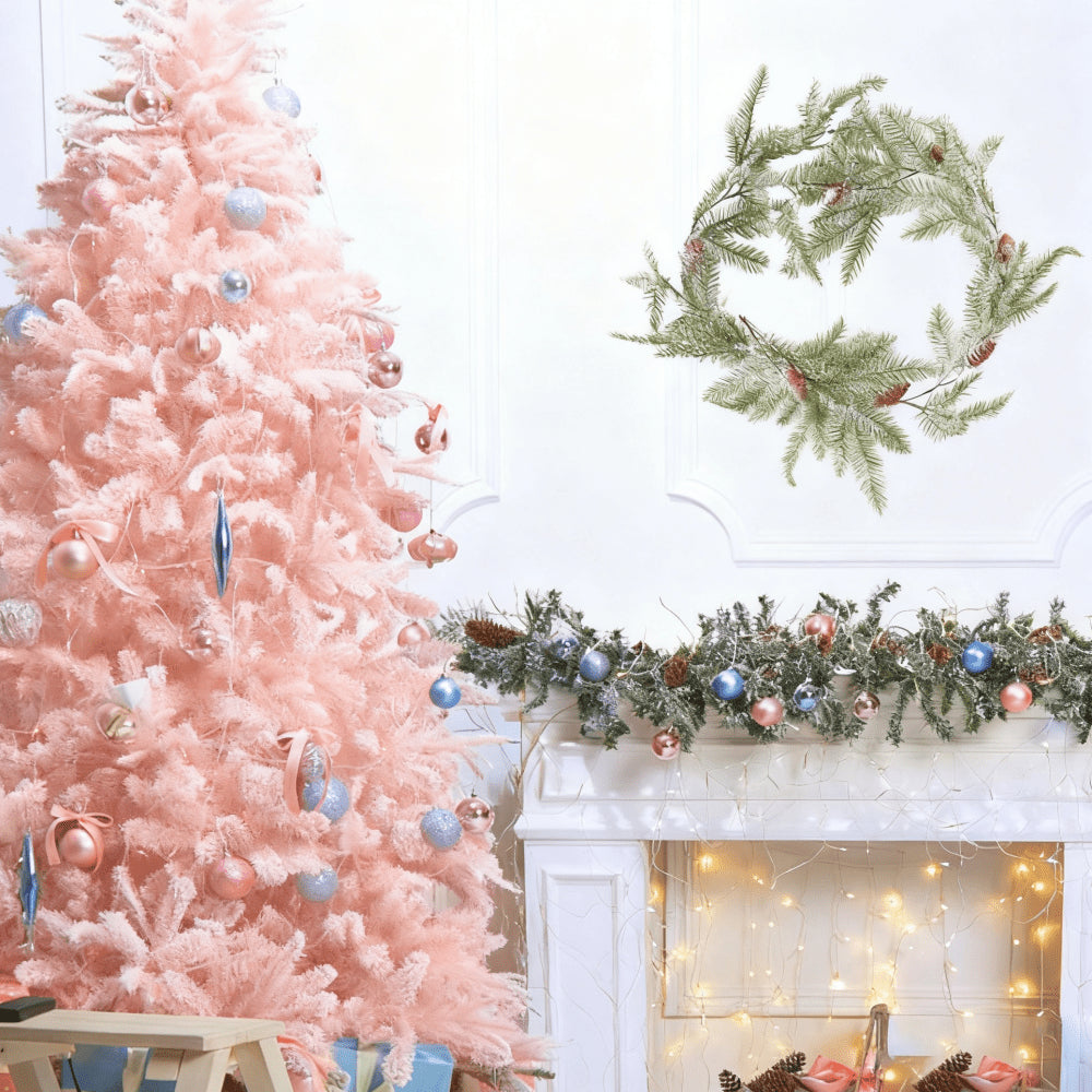 Frosted pine Christmas garland with pinecones – view 2