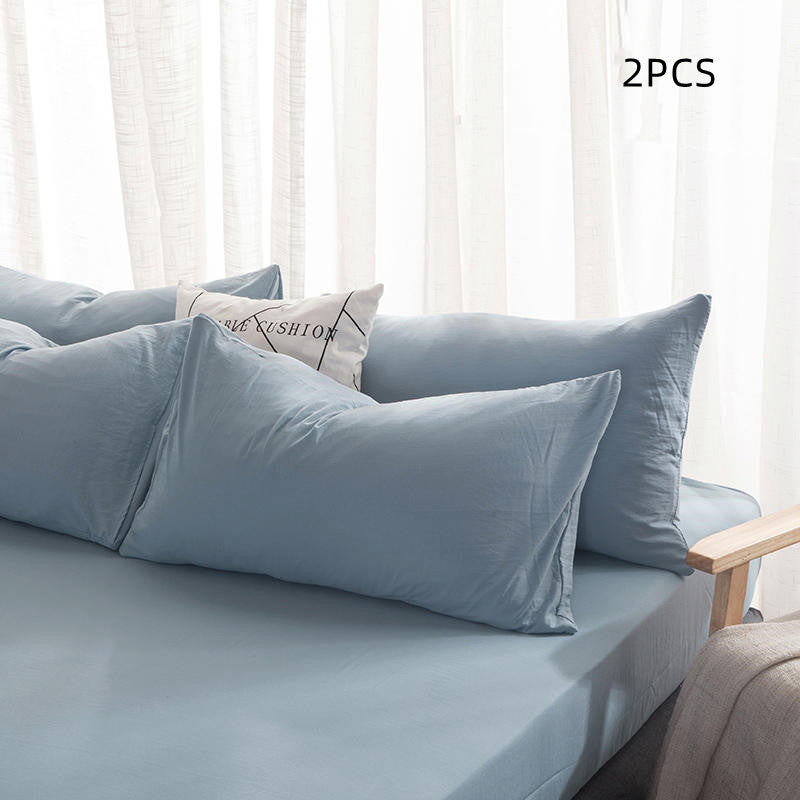 Washed cotton pillowcases in Sky Blue, set of 2