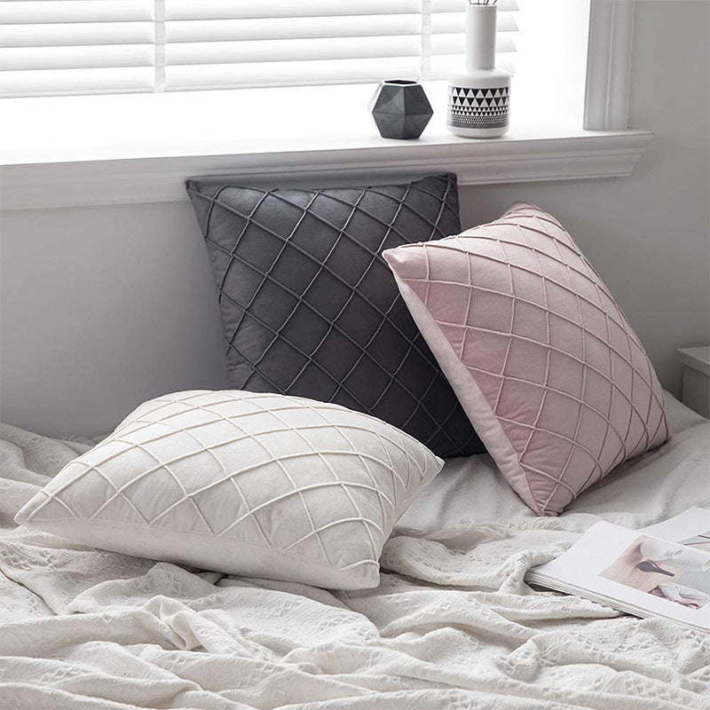 Velvet diamond pintuck pillow cover – view 1
