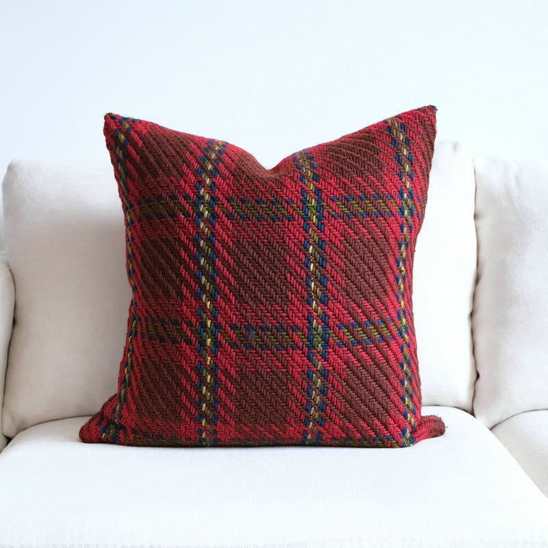Knitted tartan pillow cover – view 1