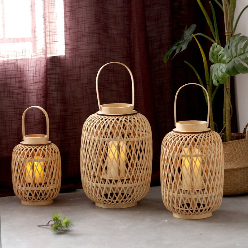 Diamond weave bamboo lantern – view 1