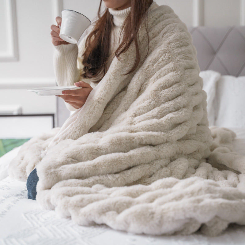 Ombré tie-dye faux fur throw