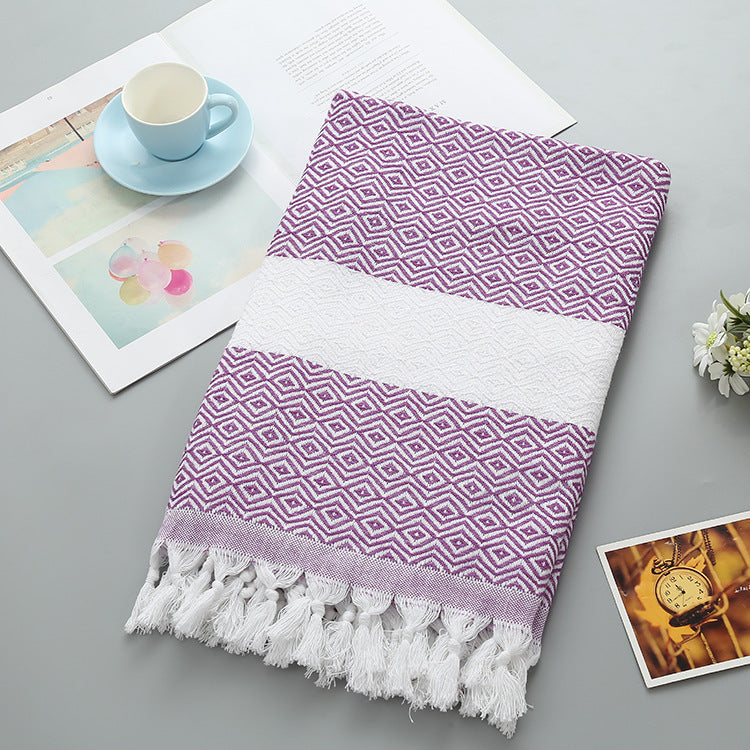 Turkish-style peshtemal towel with tassels – view 6