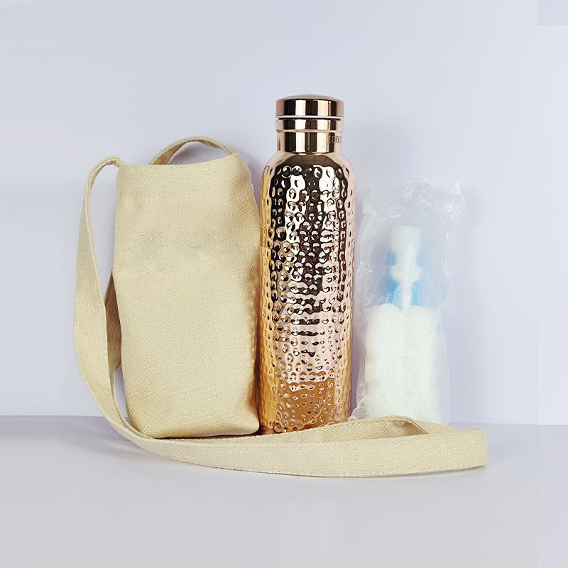 Hammered gold insulated water bottle