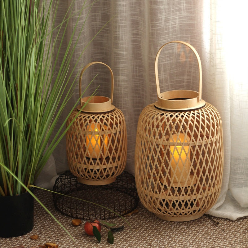 Diamond weave bamboo lantern – view 2