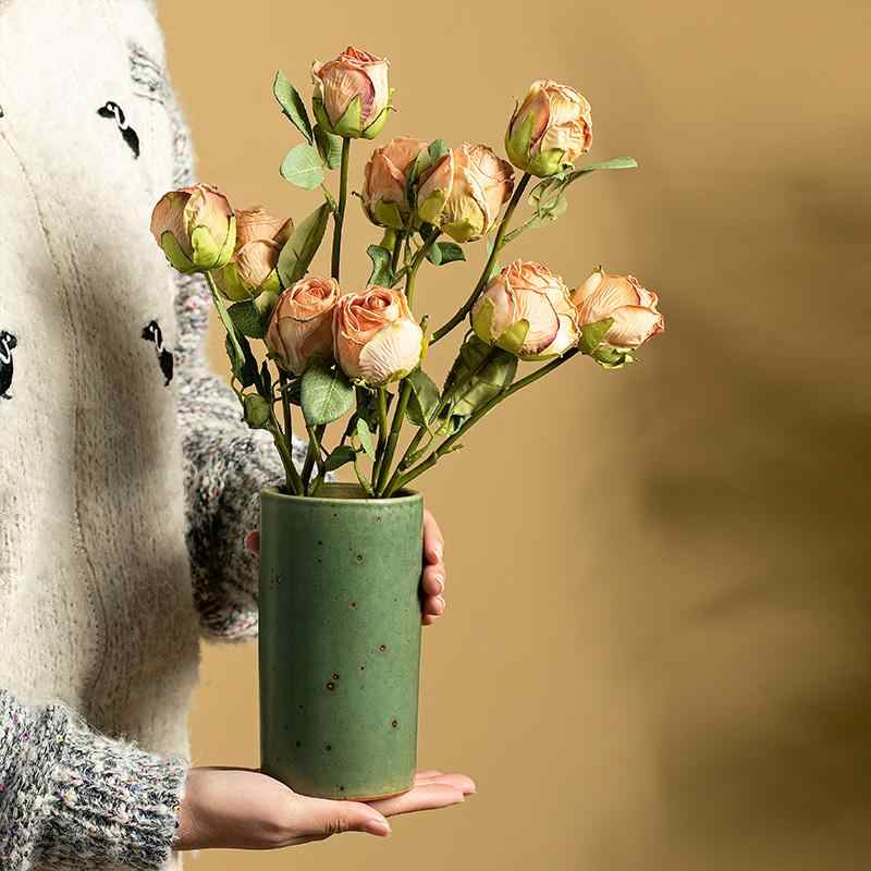 Speckled green stoneware vase – view 1