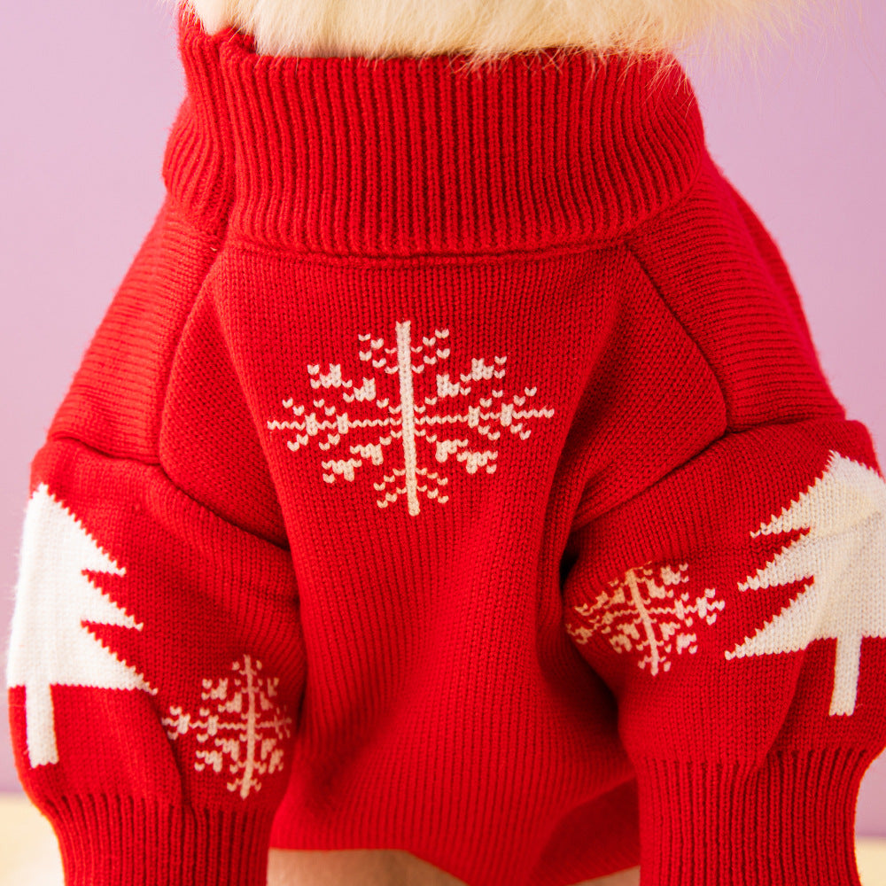 Red knitted dog Christmas sweater – view 5
