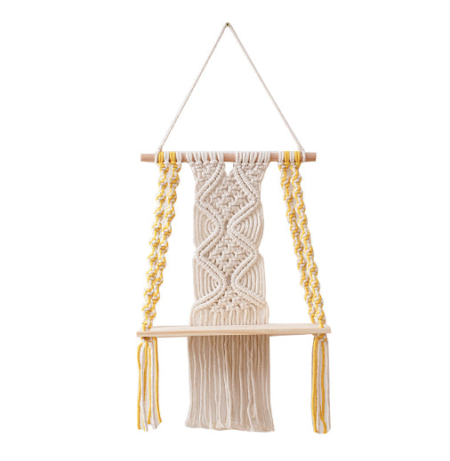 Macramé hanging wall shelf – view 6