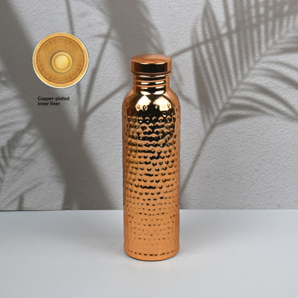 Hammered gold water bottle