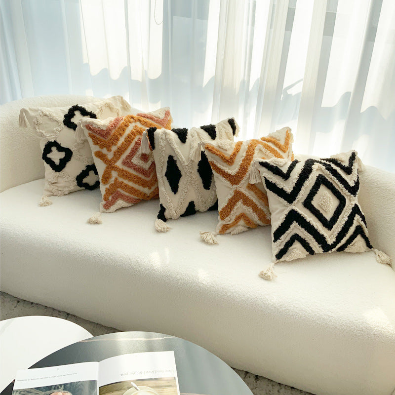 Boho tufted pillow with tassels – view 2