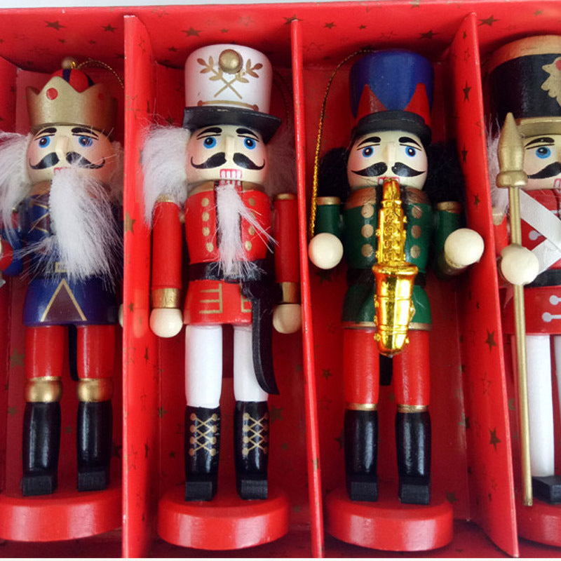 Wooden nutcracker Christmas ornaments, box of 5 – view 4