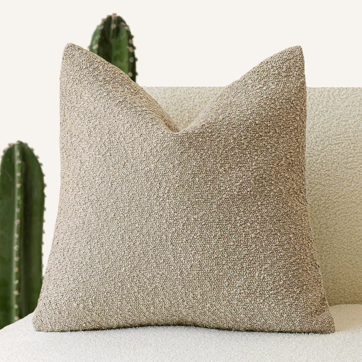 Bouclé pillow cover in Camel