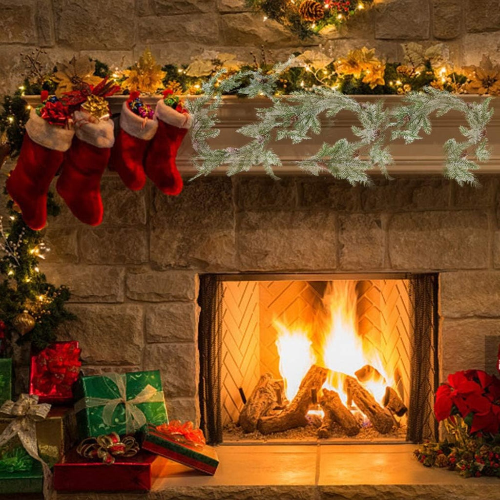 Frosted pine Christmas garland with pinecones – view 3