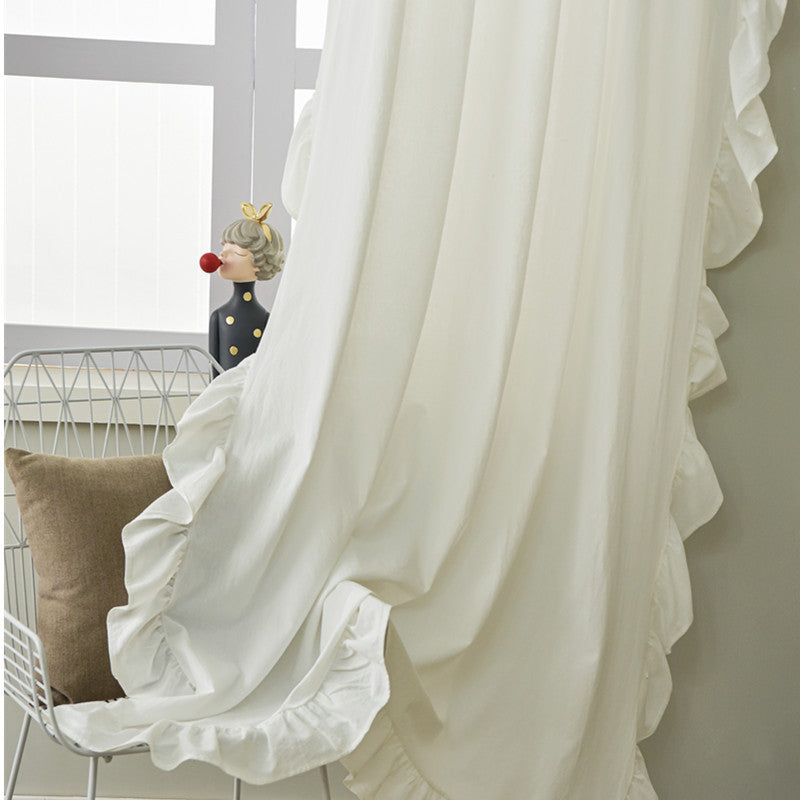 Ruffled cotton curtain panel – view 5