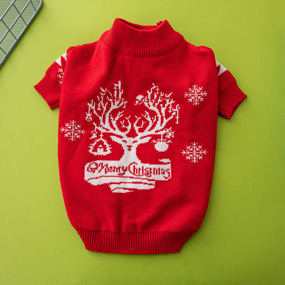 Red knitted dog Christmas sweater – view 4
