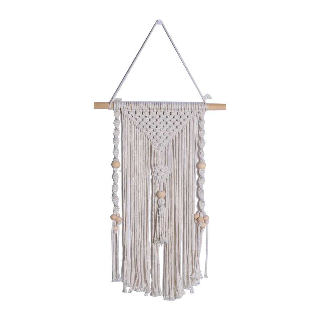 Macramé wall hanging with wood beads – view 4