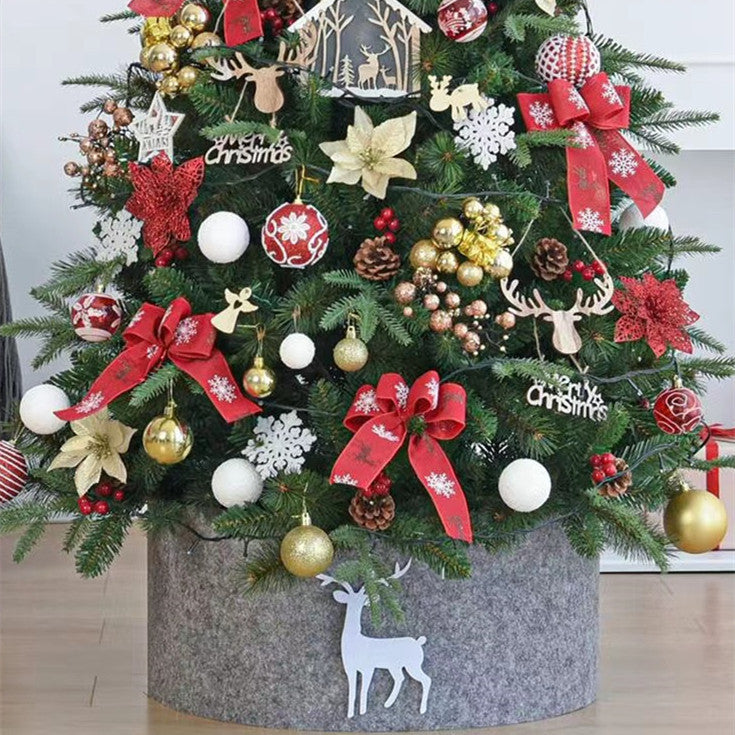 Grey felt Christmas tree collar with white reindeer – view 1