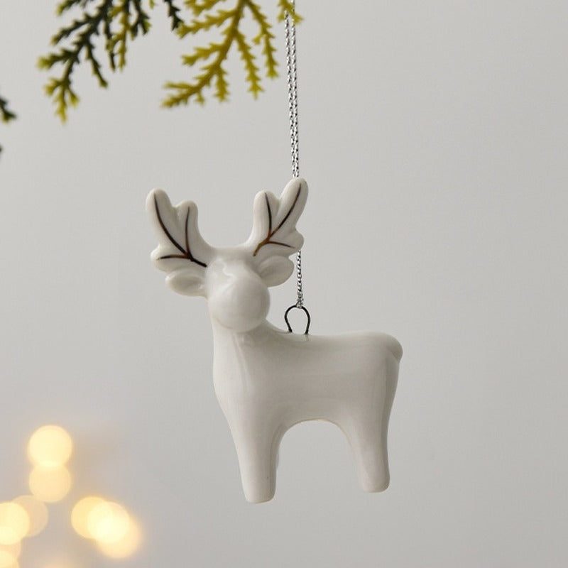 Ceramic Christmas Ornament – Reindeer, Snowman, Santa or Tree – Reindeer