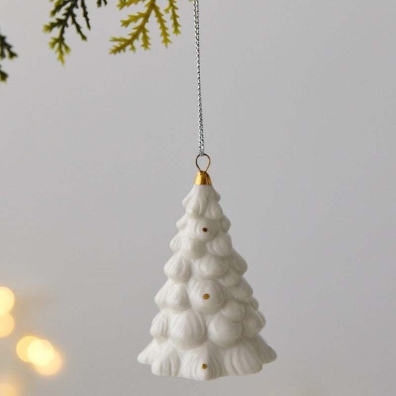 Ceramic Christmas Ornament – Reindeer, Snowman, Santa or Tree – Textured Tree