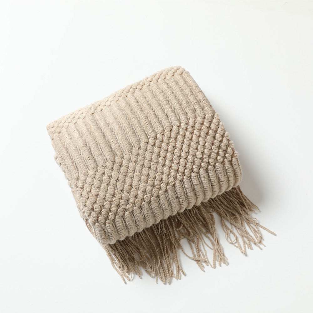 Knit throw blanket with tassels – view 5