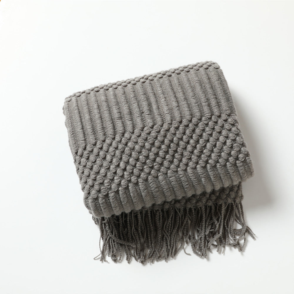 Knit throw blanket with tassels – view 6