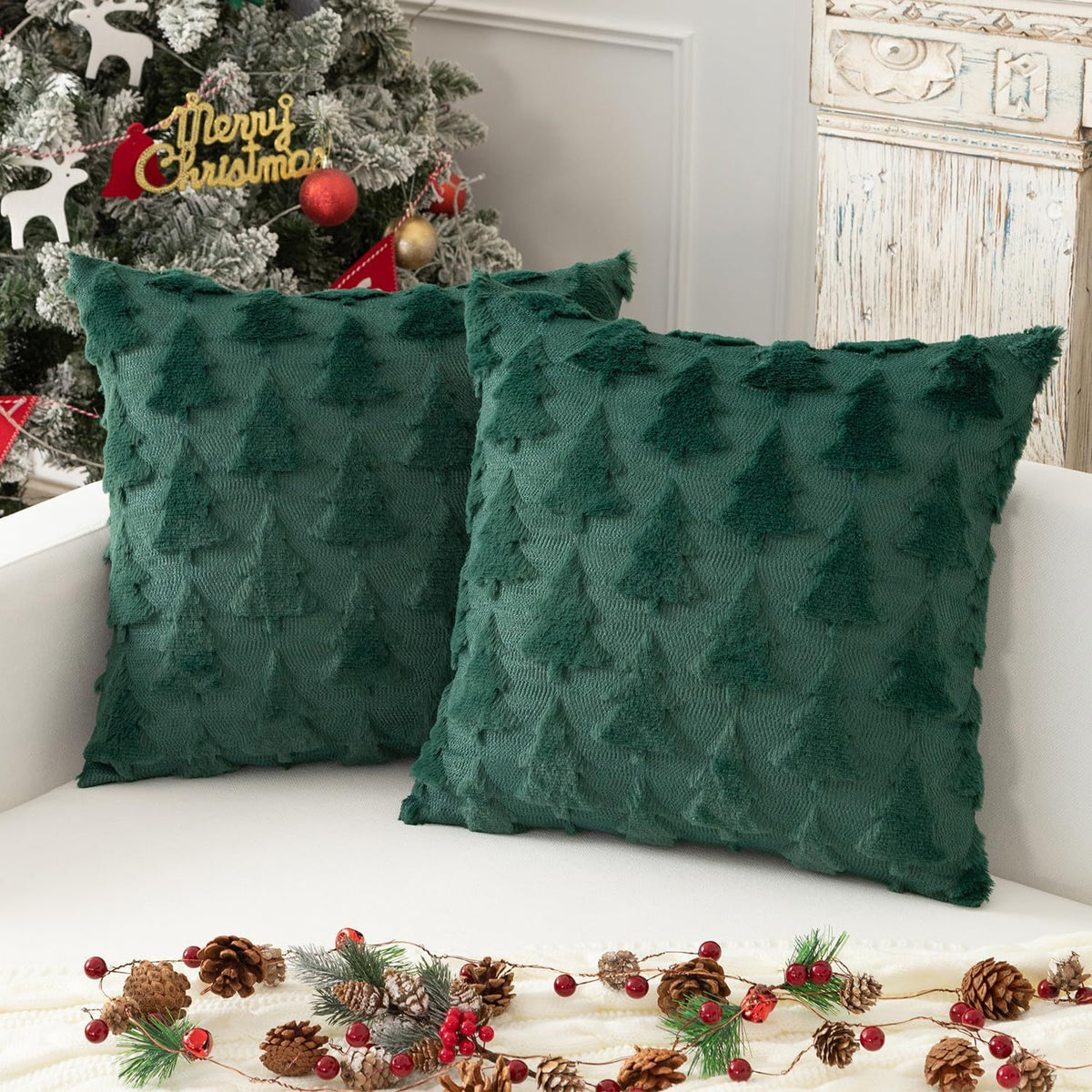 Plush Christmas tree pillow cover – view 2