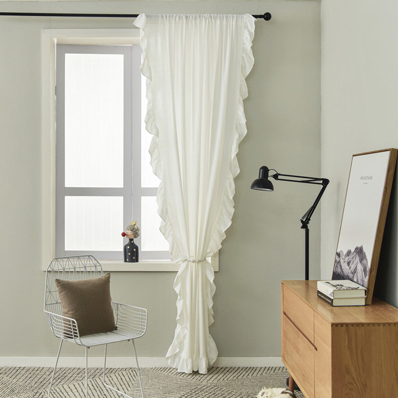 Ruffled cotton curtain panel – view 3