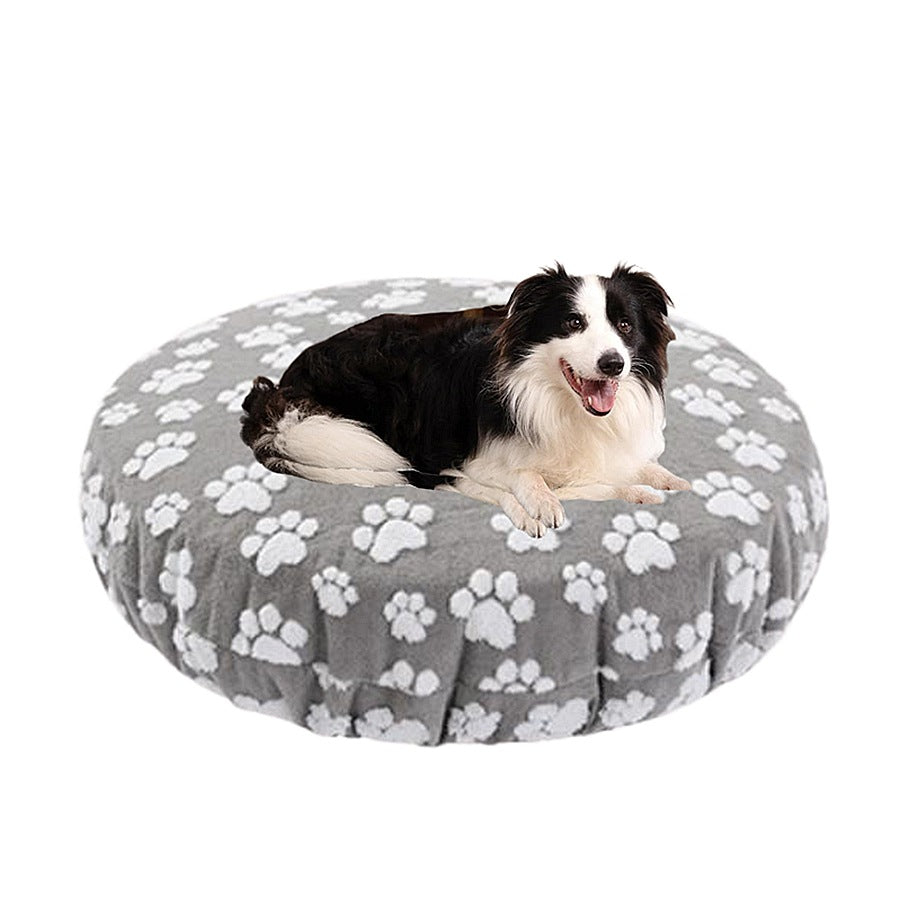 Paw print round pet bed cover – view 3