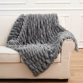 Ruched faux fur throw blanket