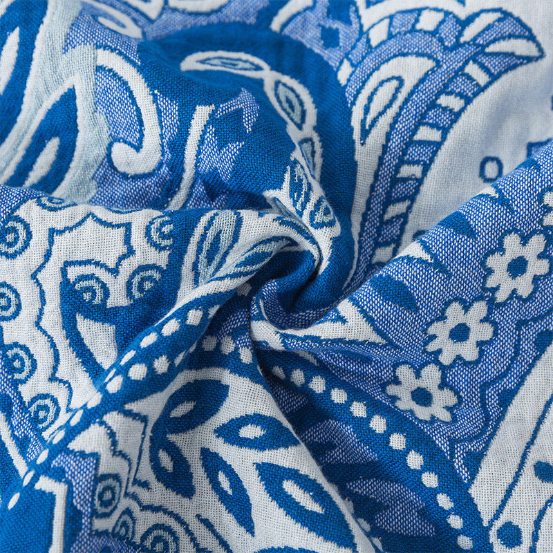 Paisley jacquard cotton blanket with fringe – view 5