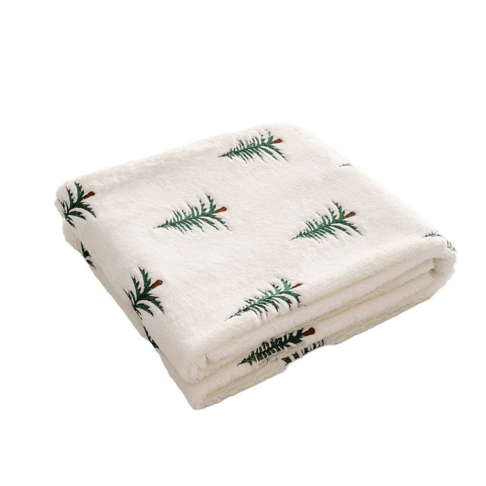 Embroidered Christmas tree plush throw blanket – view 6