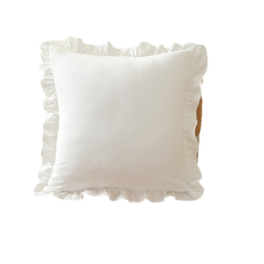 Ruffled pillow cover in gingham and solid colours – view 3