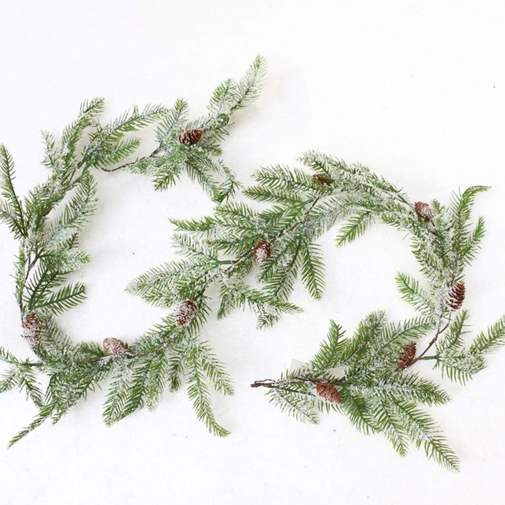Frosted pine Christmas garland with pinecones – view 1