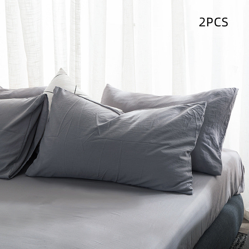 Washed cotton pillowcases in Light Grey, set of 2