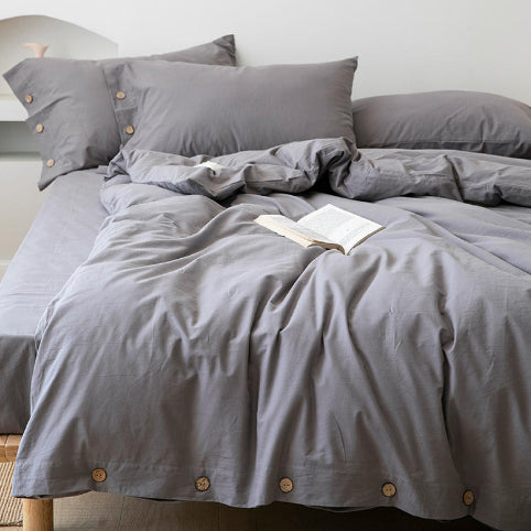 Washed cotton bedding set with button closure – view 6