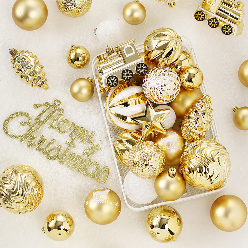 Gold and white Christmas ornament set, 65 pieces – view 1