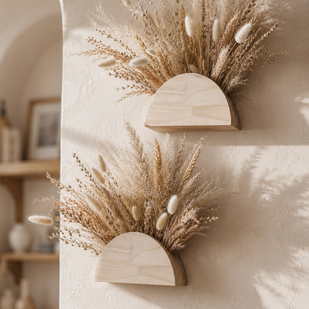 Half-moon wooden wall pocket – view 1