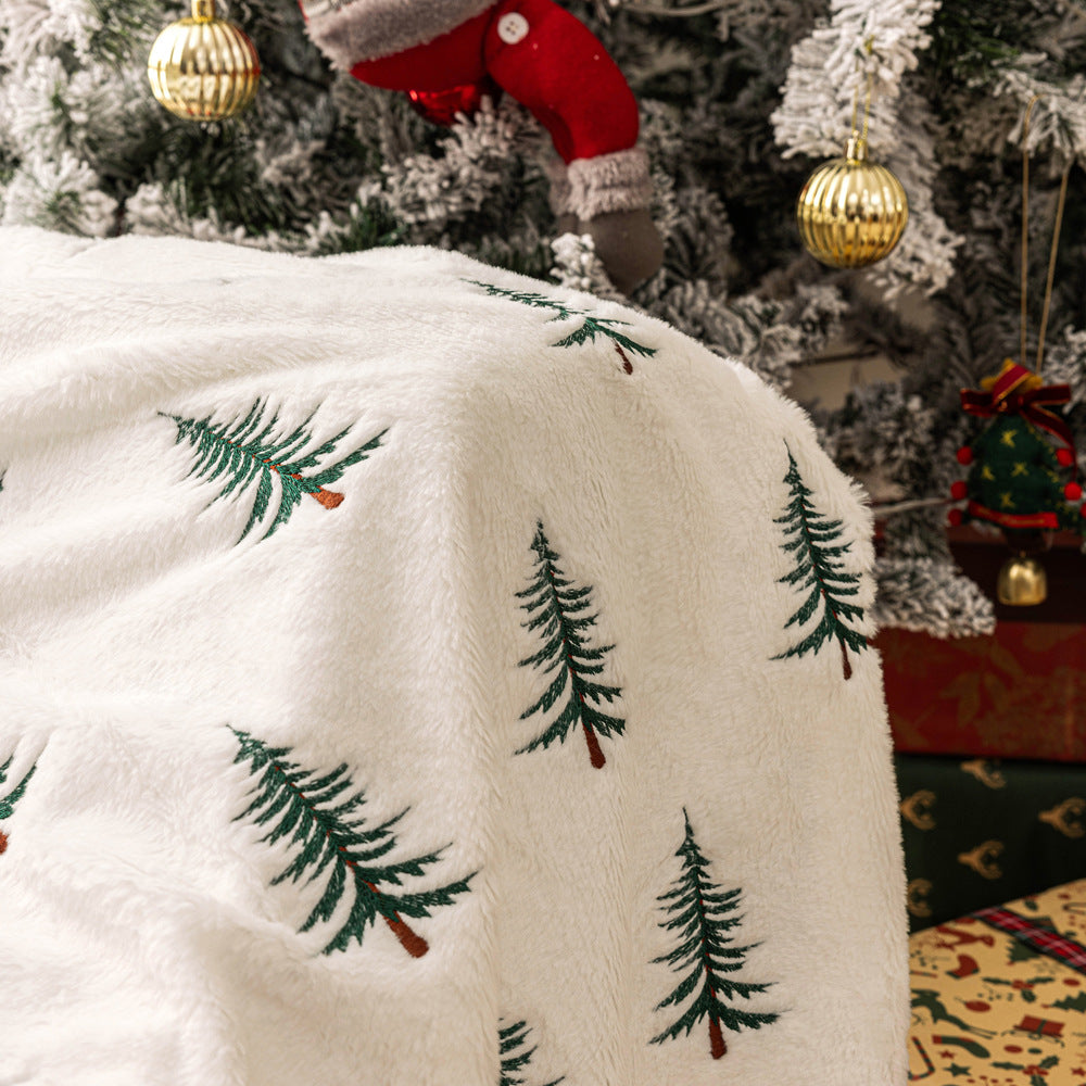 Embroidered Christmas tree plush throw blanket – view 5