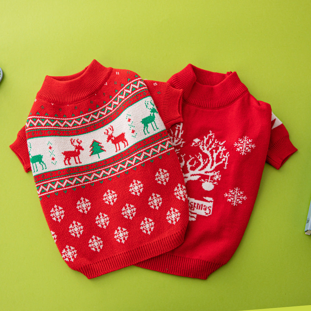 Red knitted dog Christmas sweater – view 3