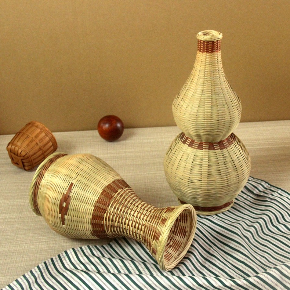 Handmade woven bamboo vase – view 4