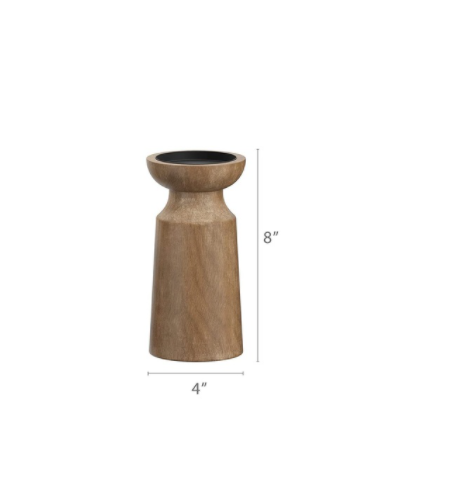 Solid Wood Pillar Candle Holder – 20 cm (8 in)