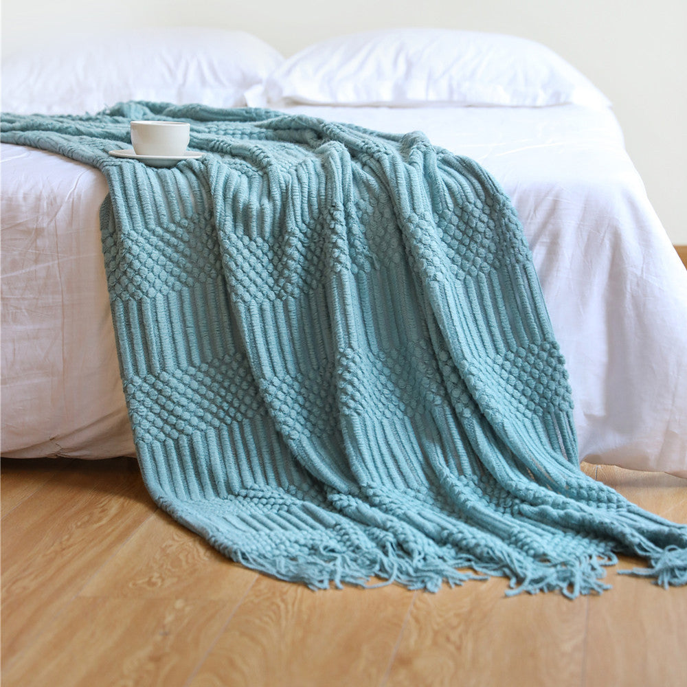 Knit throw blanket with tassels – view 10