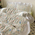 Floral cotton bedding set with ruffle trim – view 1