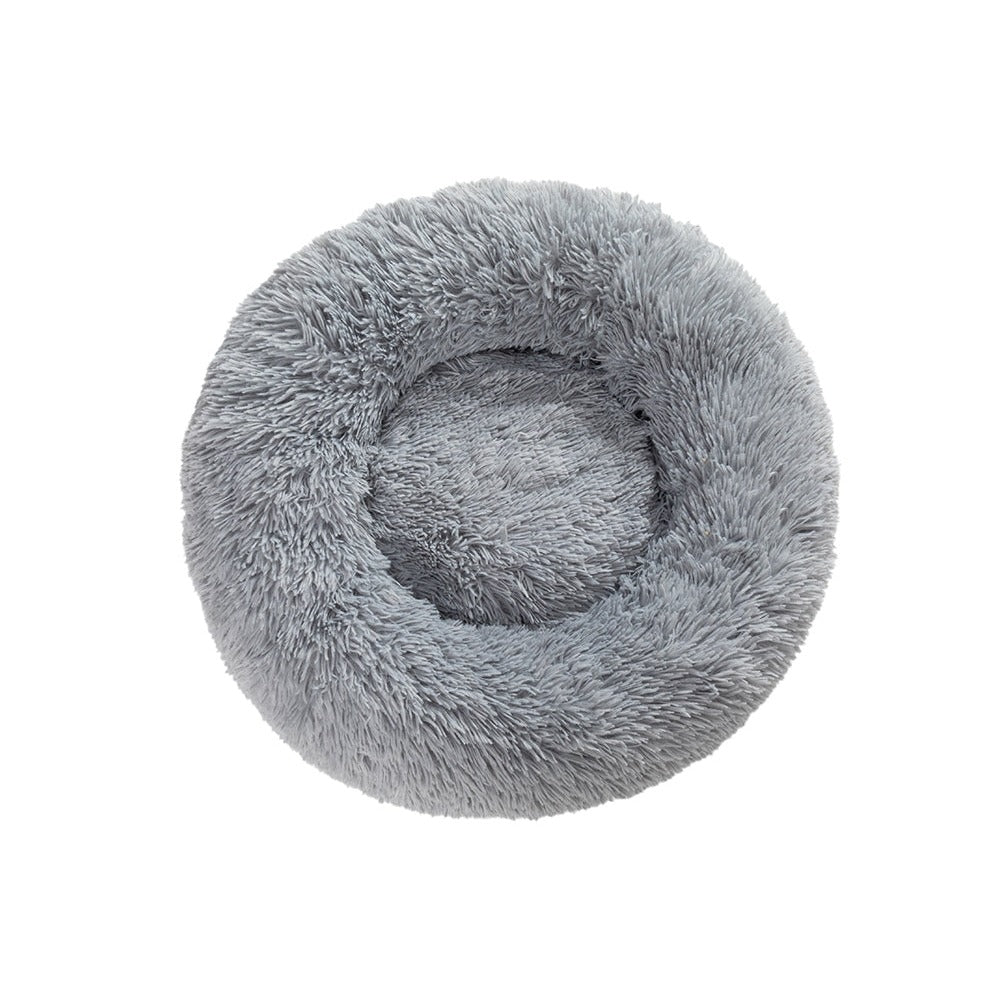 Fluffy donut dog and cat bed in Light Grey