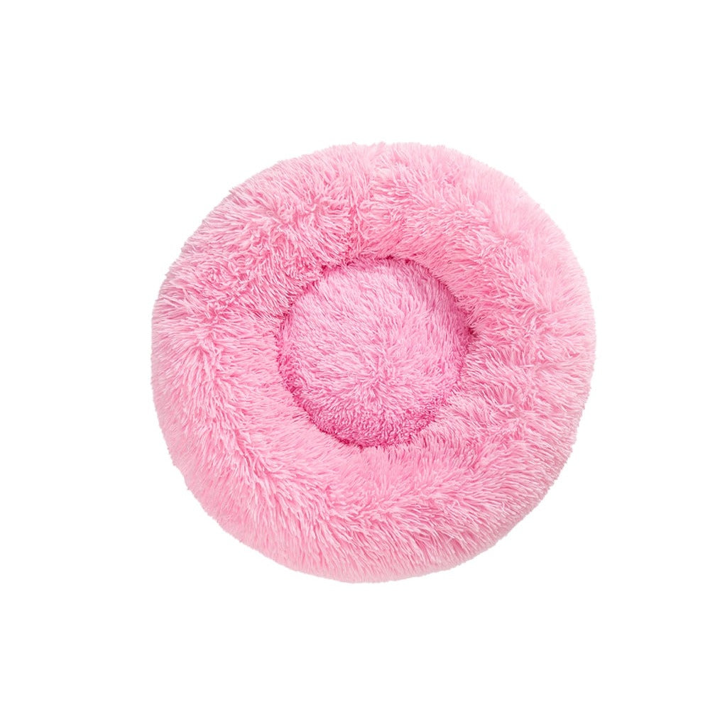 Fluffy donut dog and cat bed in Pink