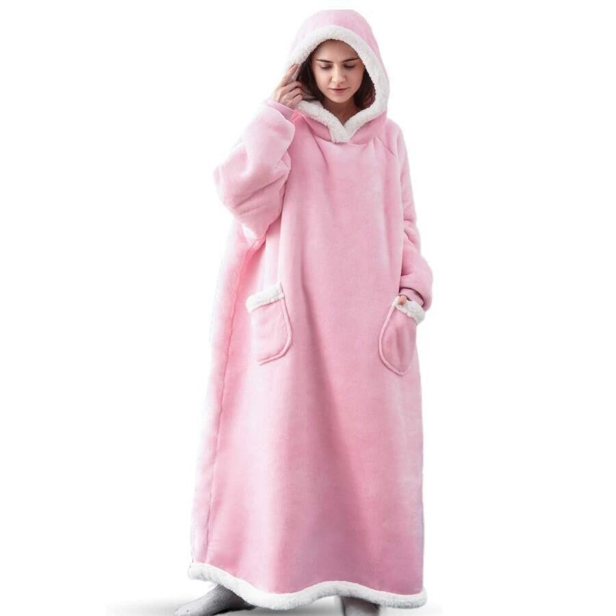 Oversized Wearable Blanket Hoodie – Pink / Long – 120 cm (47 in)