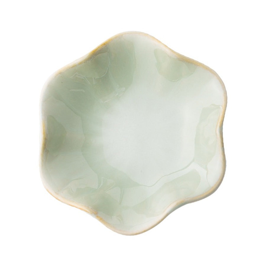 Lotus Leaf Ceramic Trinket Dish – White & Green